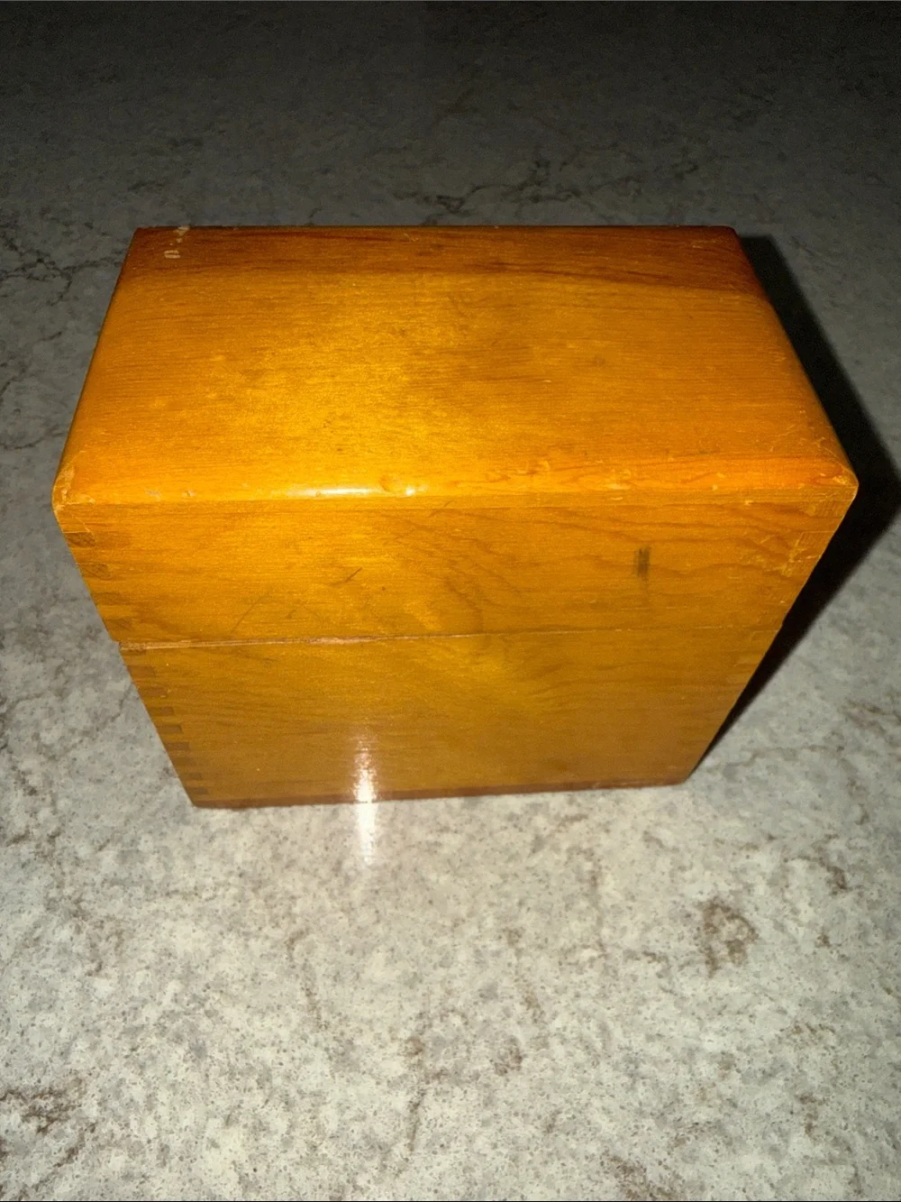 Vintage Wooden Recipe Box with Dovetail Joints Warm Honey Finish